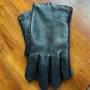 Black leather Coach gloves